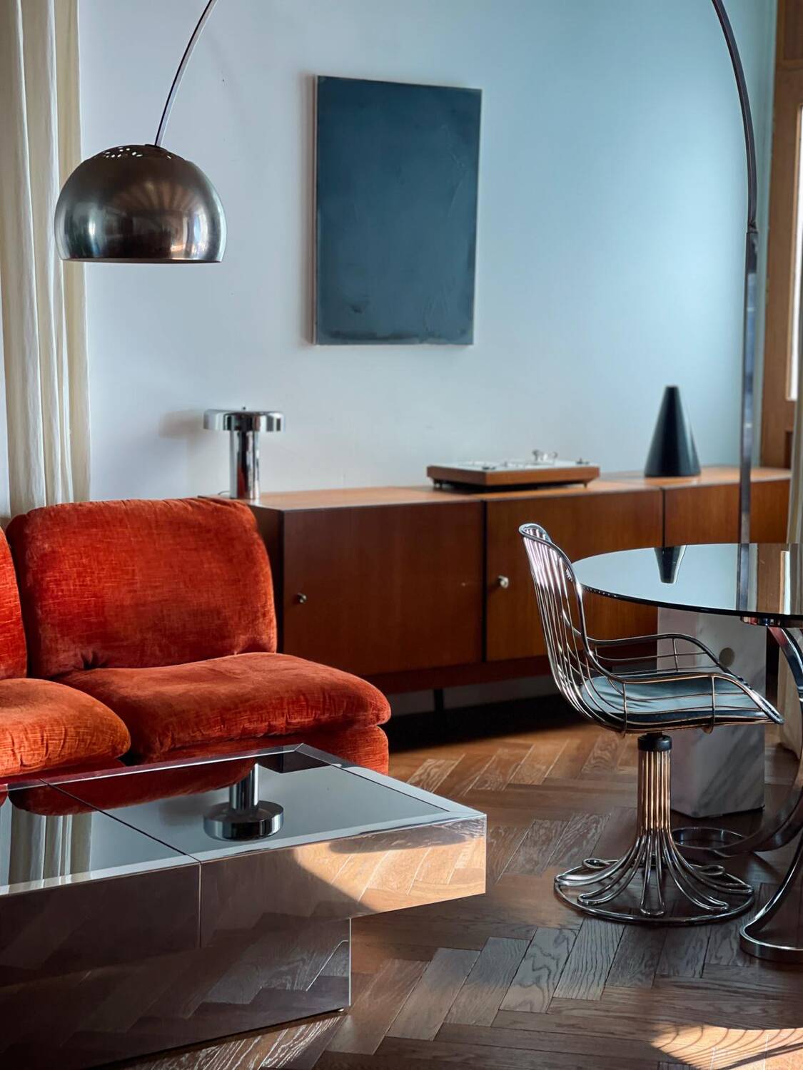 3-seater canapé Ligne Roset vintage velvet from the 70s