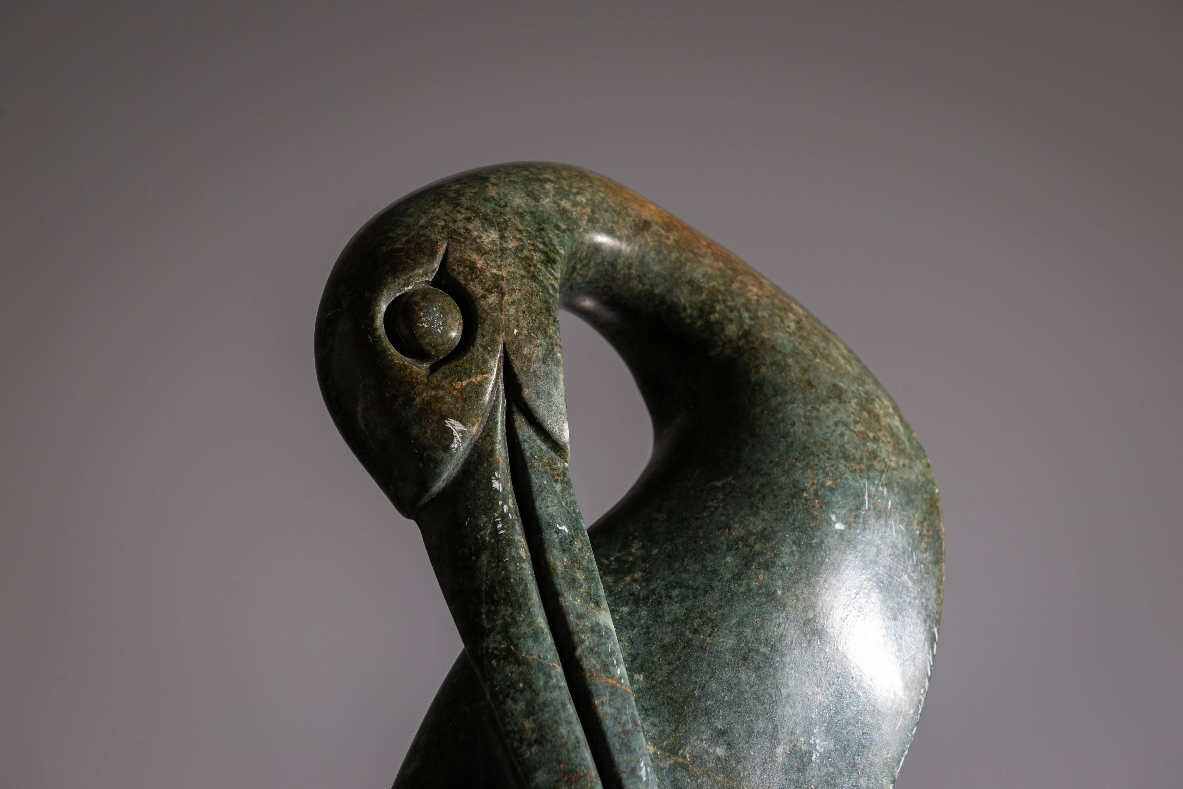 Shona bird sculpture in serpentine stone