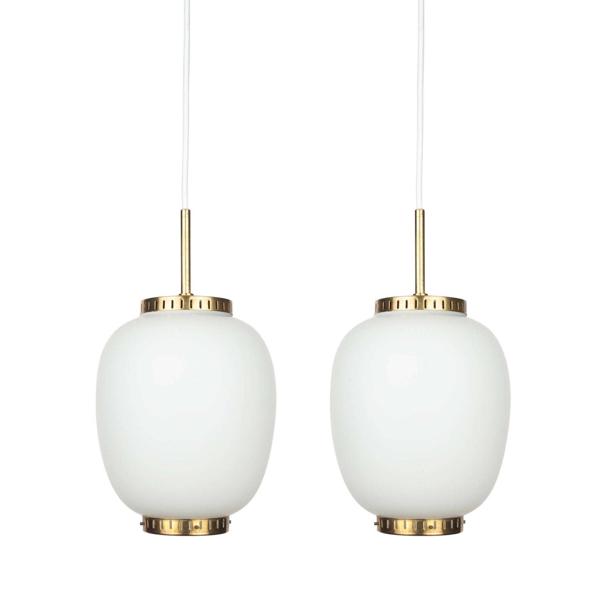 Pair of danish vintage Kina pendant lamps by Bent Karlby, Lyfa, 1946