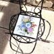 Plant holder "chair" in wrought iron and earthenware / vintage 60s-70s