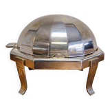 Art Deco caviar bowl in silver-plated metal and glass – 1930s