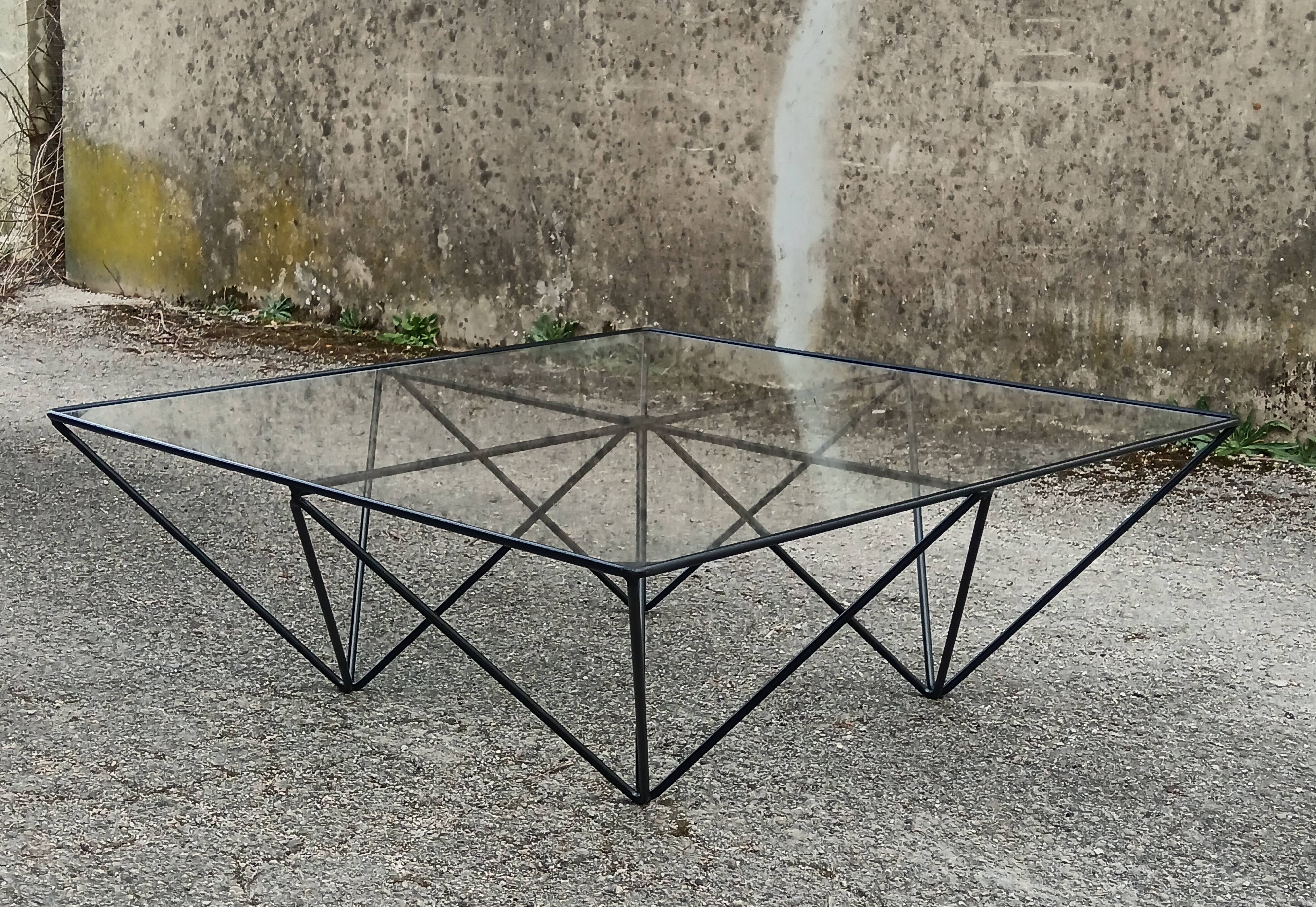 Metal and glass coffee table, 1980