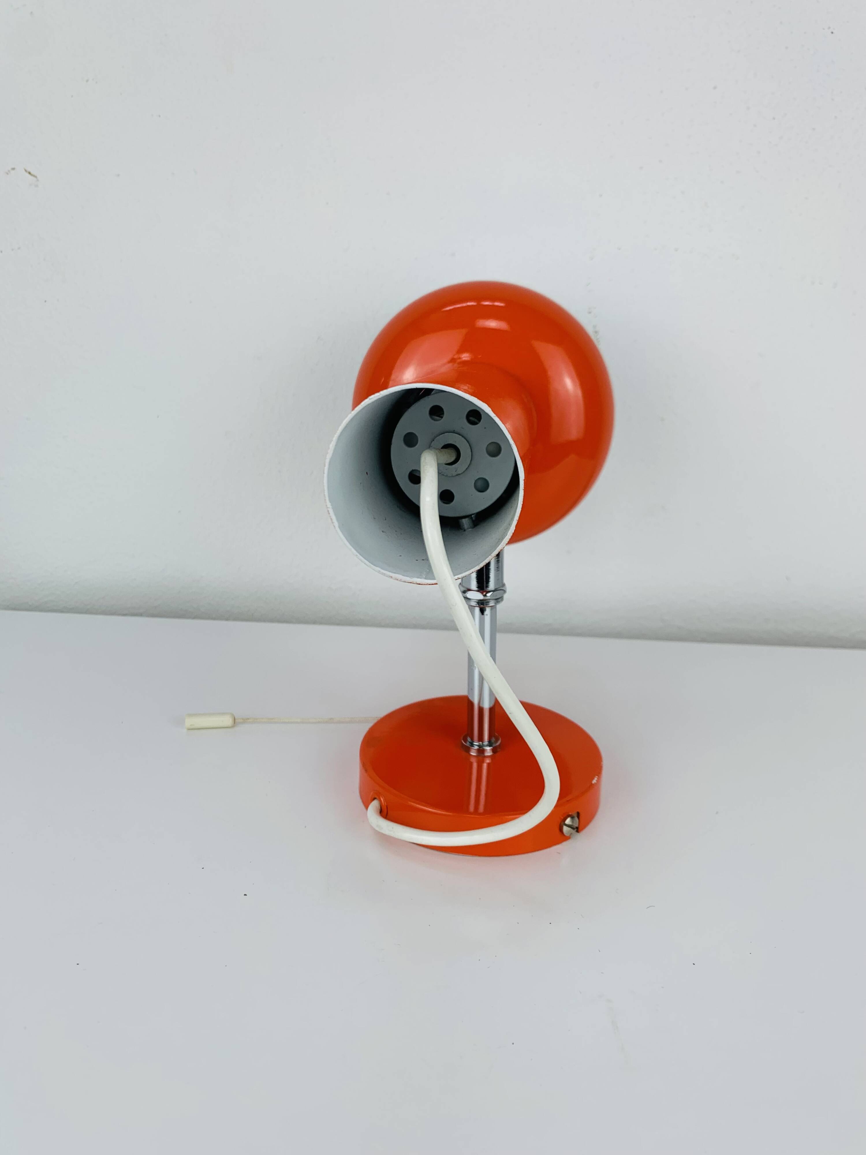 Vintage 70s orange spotlight wall light, space age