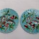 Assiette Barbotine Sarreguemines décor aux oiseaux cerises