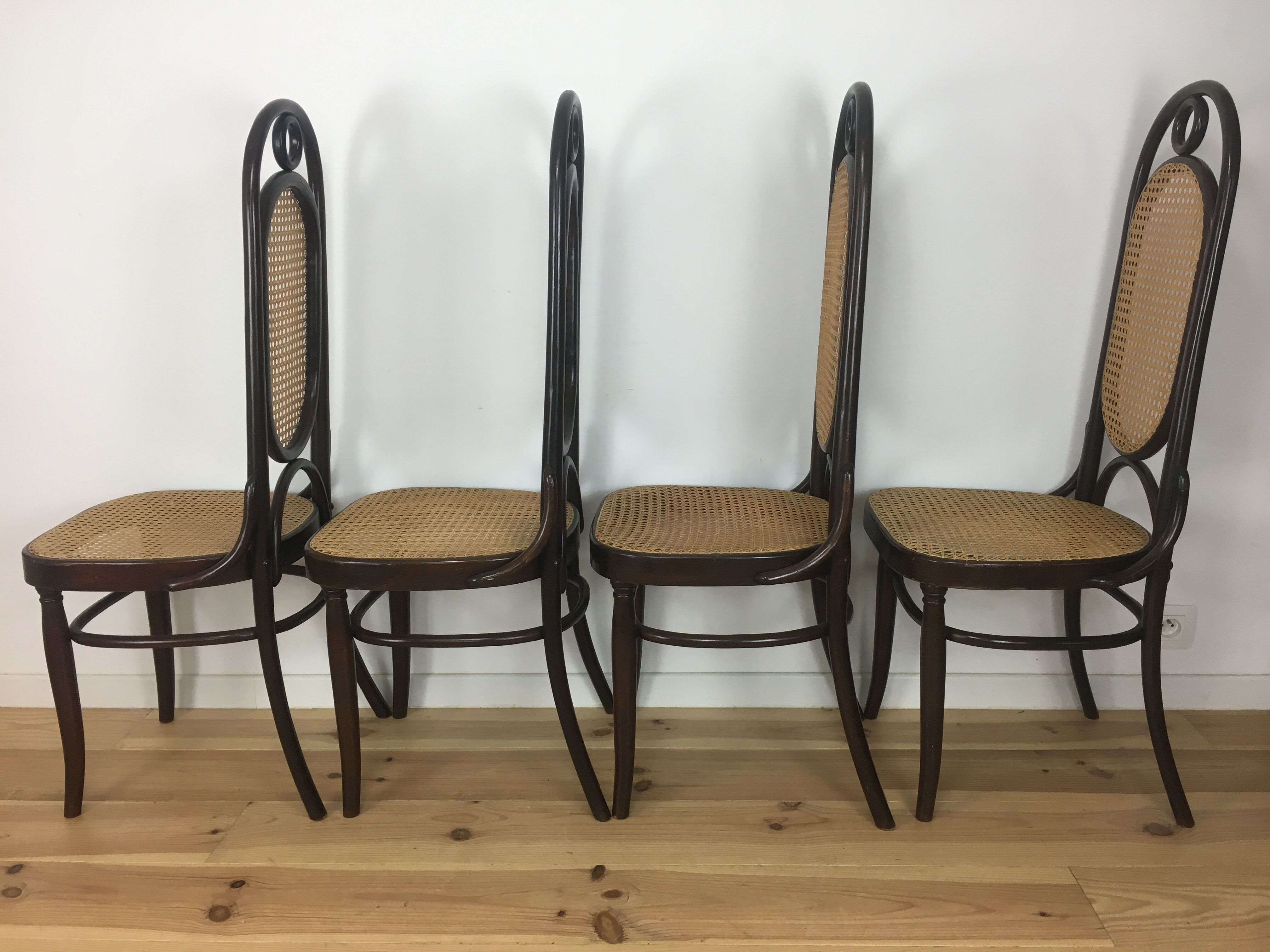 4 bistro chairs number 17 in curved wood and canning