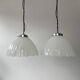 Paire d’anciennes suspensions art-deco en opaline XL