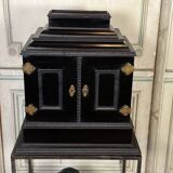 Cabinet in ebony and blackened wood, bone marquetry, 19th century