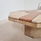 Travertine and marble coffee table