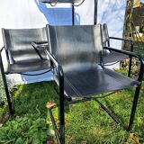 4 fauteuils Matteo Grassi en cuir noir