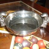 Silver metal dish with squirrels