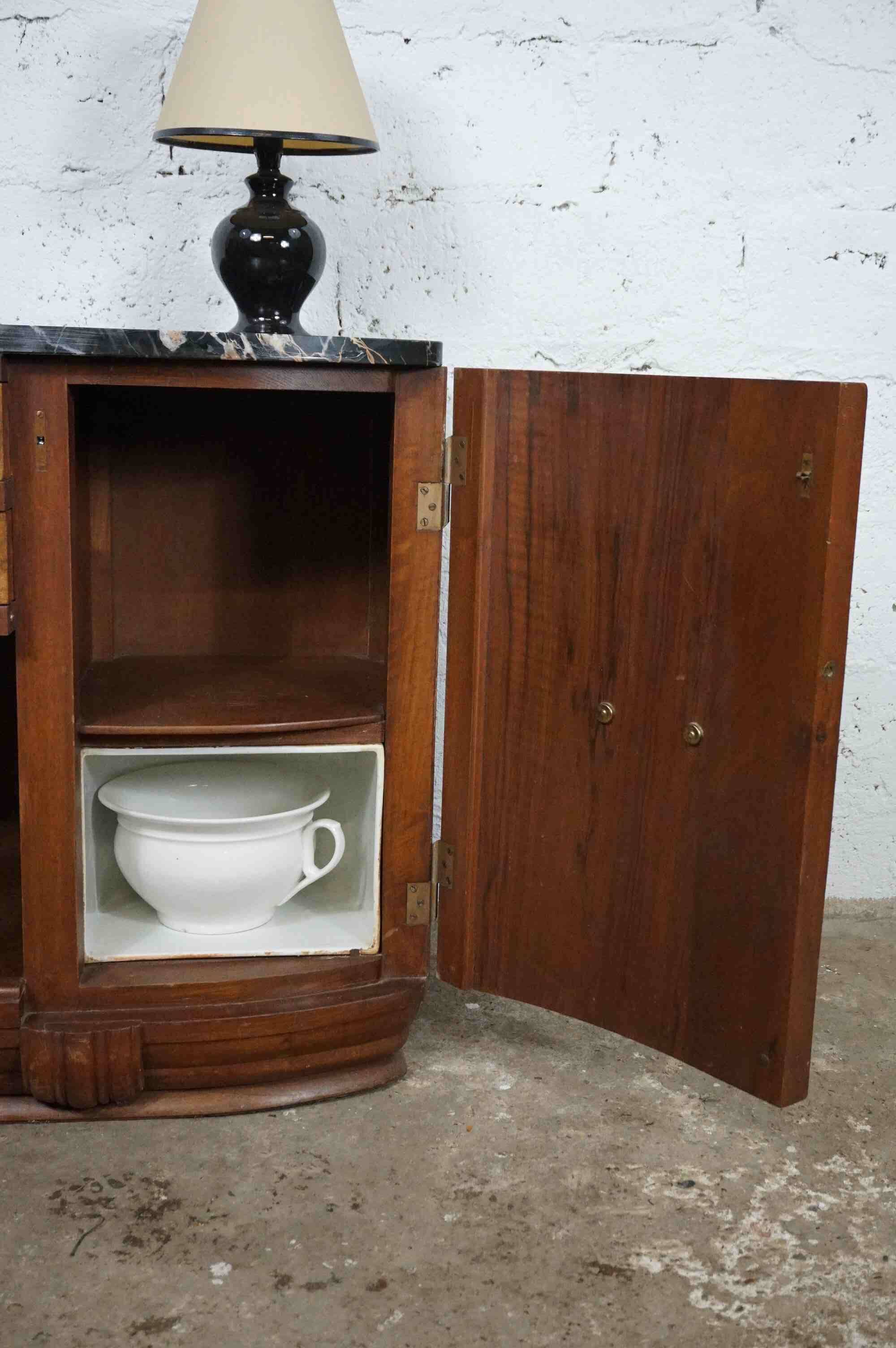 Rare art deco bedside table with chamber pot