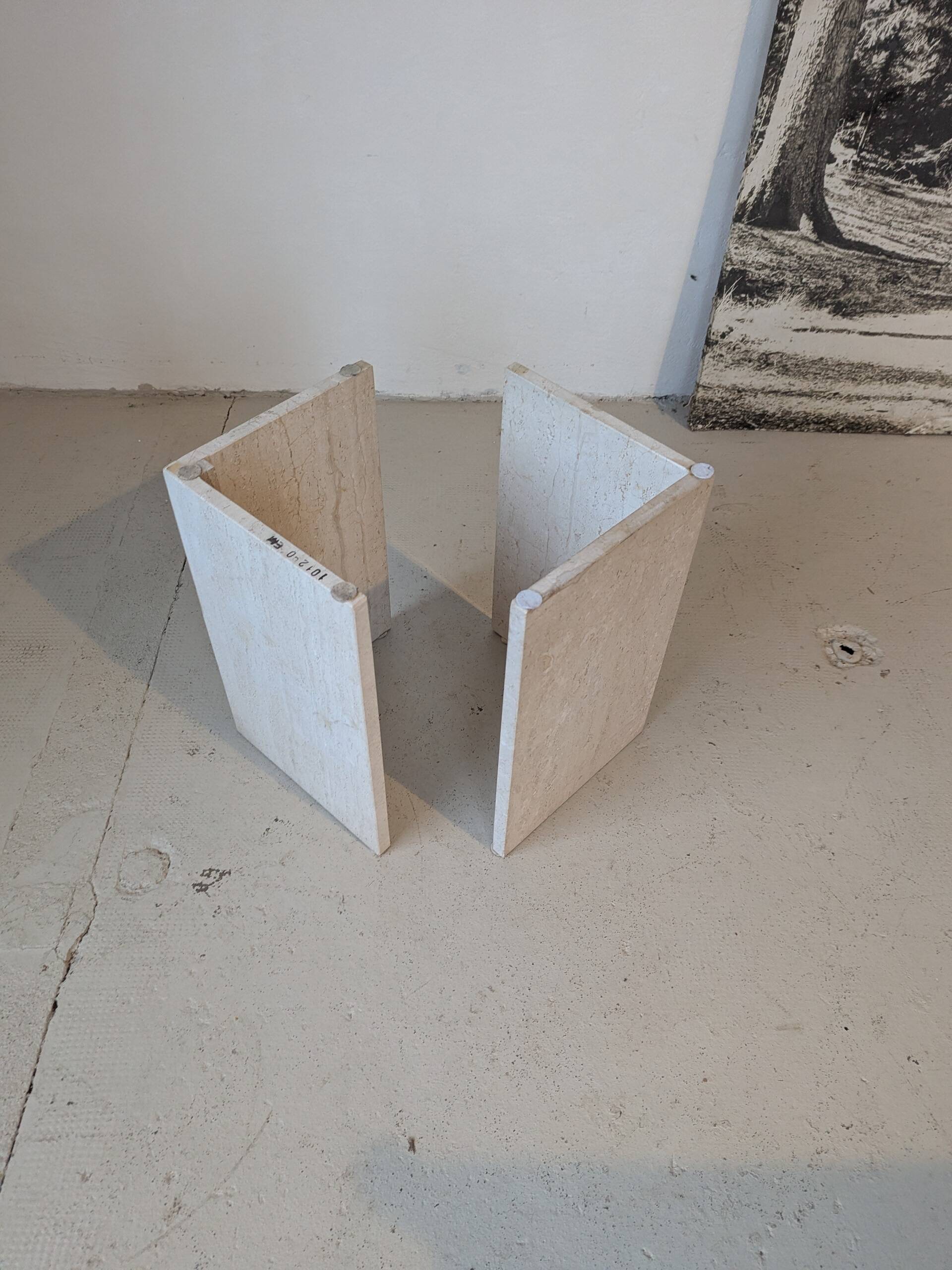 Square travertine coffee table, 1970s.