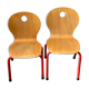 Paire de chaises enfant bois et metal rouge