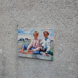 Oil on canvas, painting of young men.