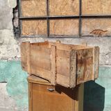 Industrial box in raw fir wood shipping SNCF bicycle equipment Necto 50s 1950s