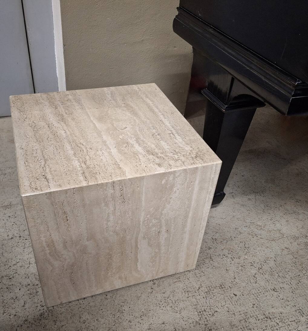 Italian veined travertine coffee table or pedestal