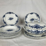 Lunéville Keller & Guérin, soup bowl and ten plates Maintenon