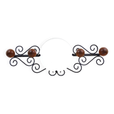 Porte-manteau mural vintage avec 4 crochets, miroir rond et cadre en fer forgé noir, meuble d'entrée rétro des années 1960, France