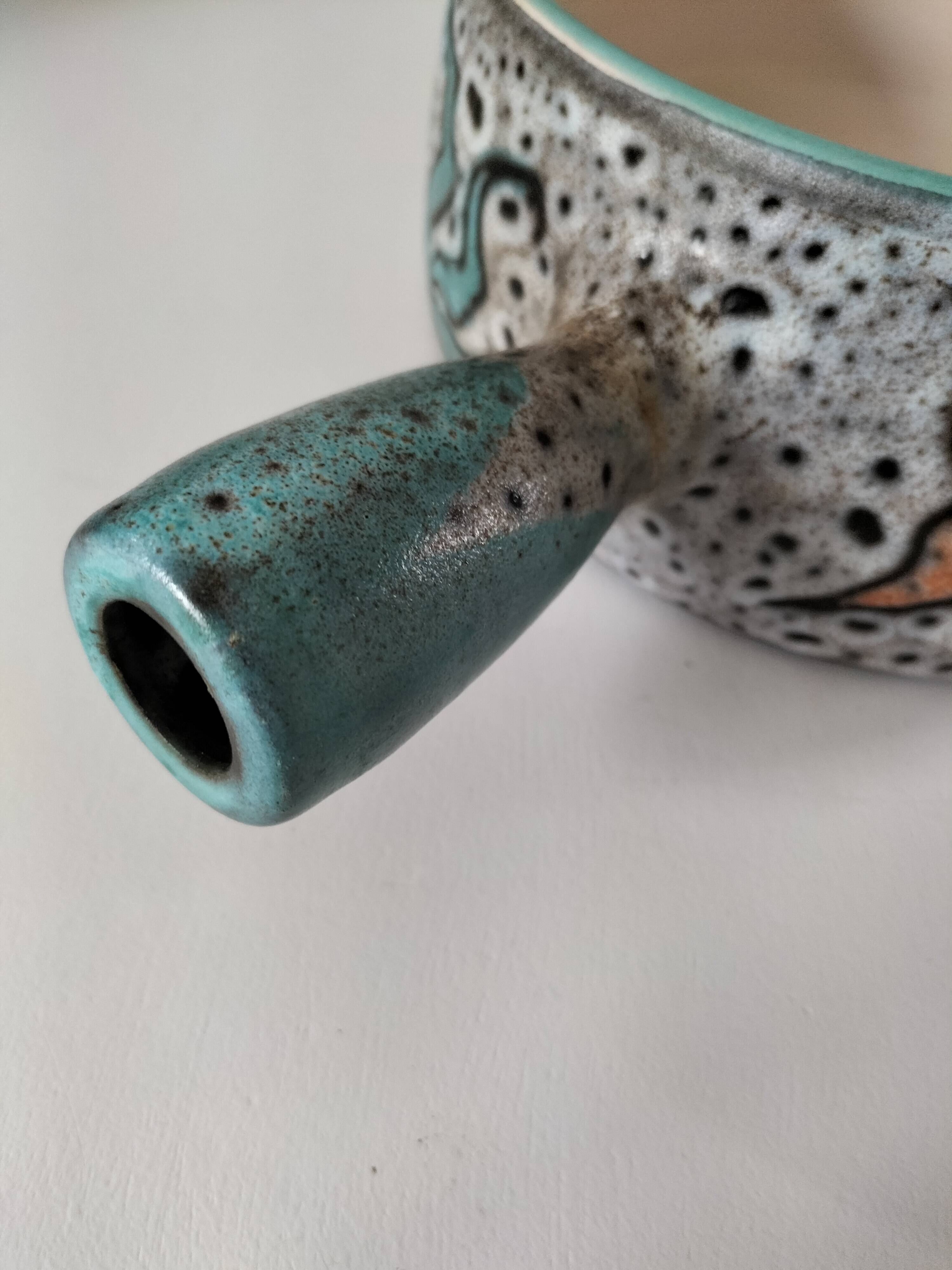 Italian ceramic dish with marine relief decoration from San Marino, 1960s-70s