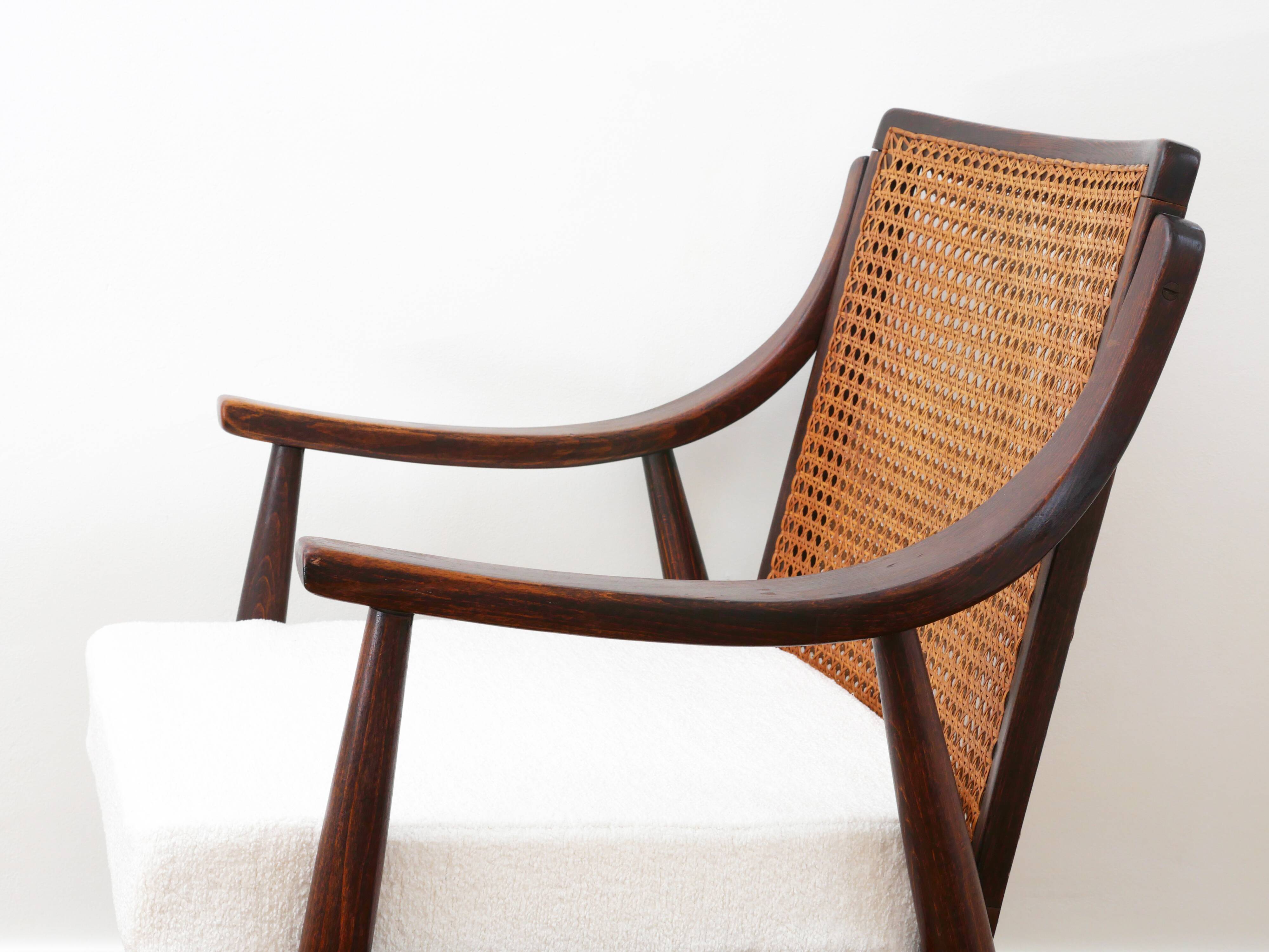 Fauteuil vintage en cannage - Restauré - Assise neuve