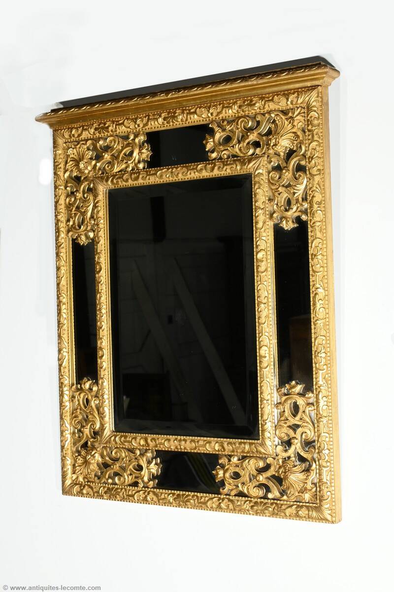 Gilded Wood Glazing Bead Mirror, Napoleon III Period – Mid 19th Century