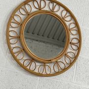 1950s round mirror in bamboo and rattan Franco Albini
