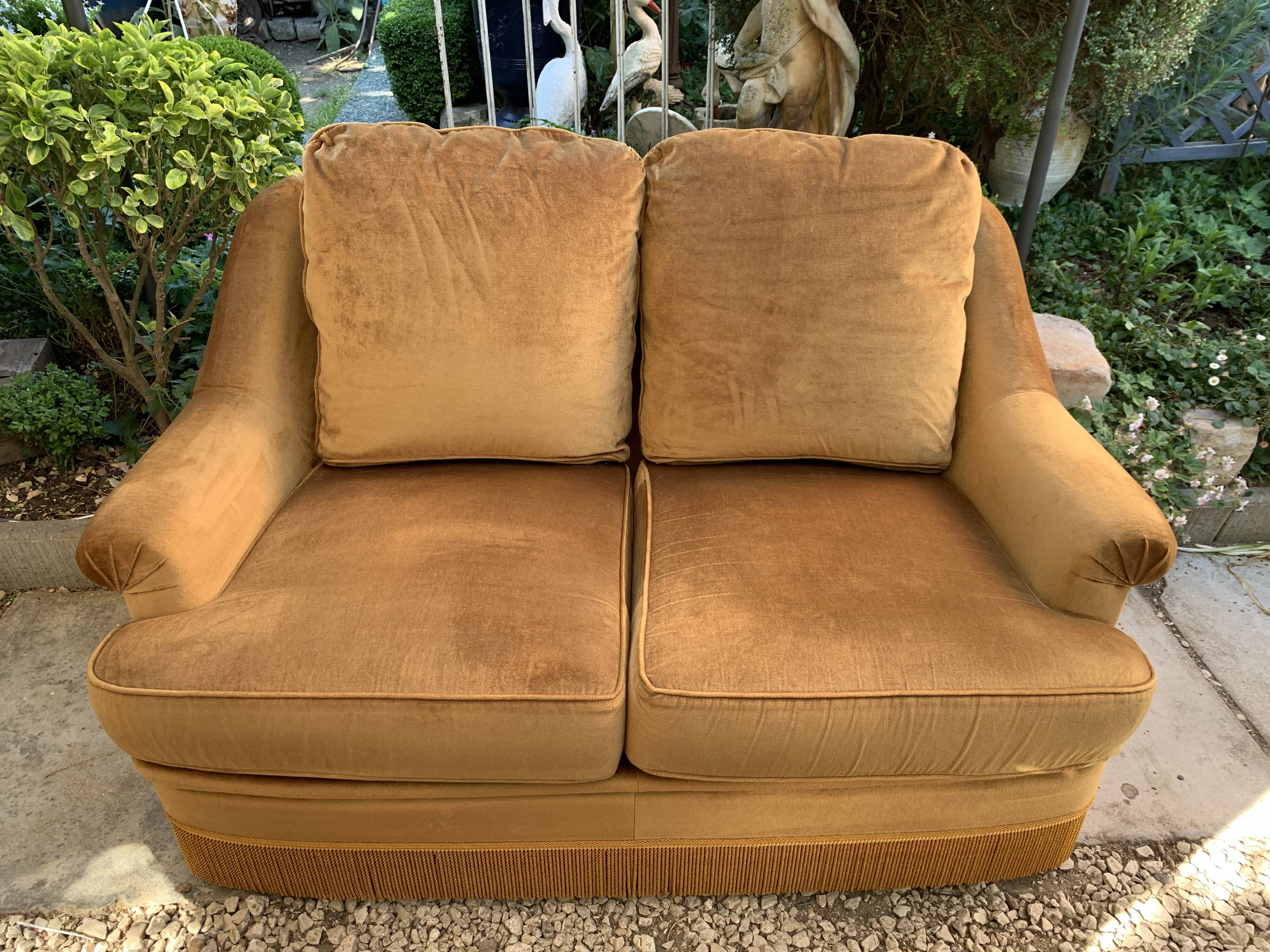 Golden velvet toad sofa