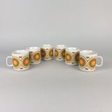 Set of 6 Vintage Mugs with Colourful Circle Pattern, 1970's