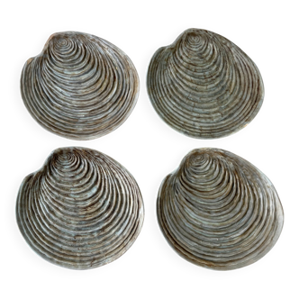 Lot de 4 assiettes coquillage vallauris en céramique par dominique guillot