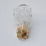 Set of 5 Vintage Italian Murano Glass Wall Lamps, Gold Plated, 1970s