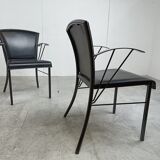 Vintage black leather dining chairs by Arrben, 1980s