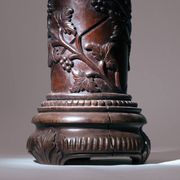 2 wooden pedestals column with Hand-Carved Grapevine Motif, France 1950s