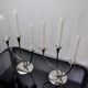 Paire de bougeoirs art déco en inox 3 flammes, espagne, 1970