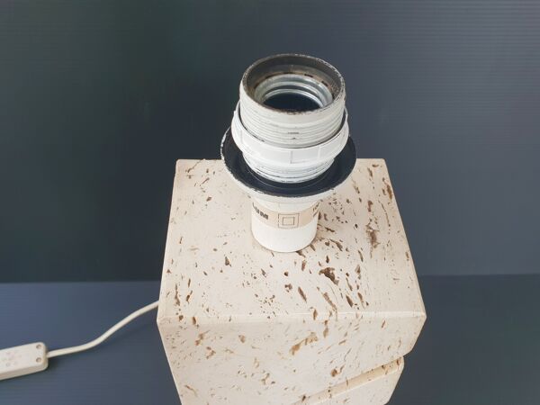 Pied de lampe LUM en travertin 1970