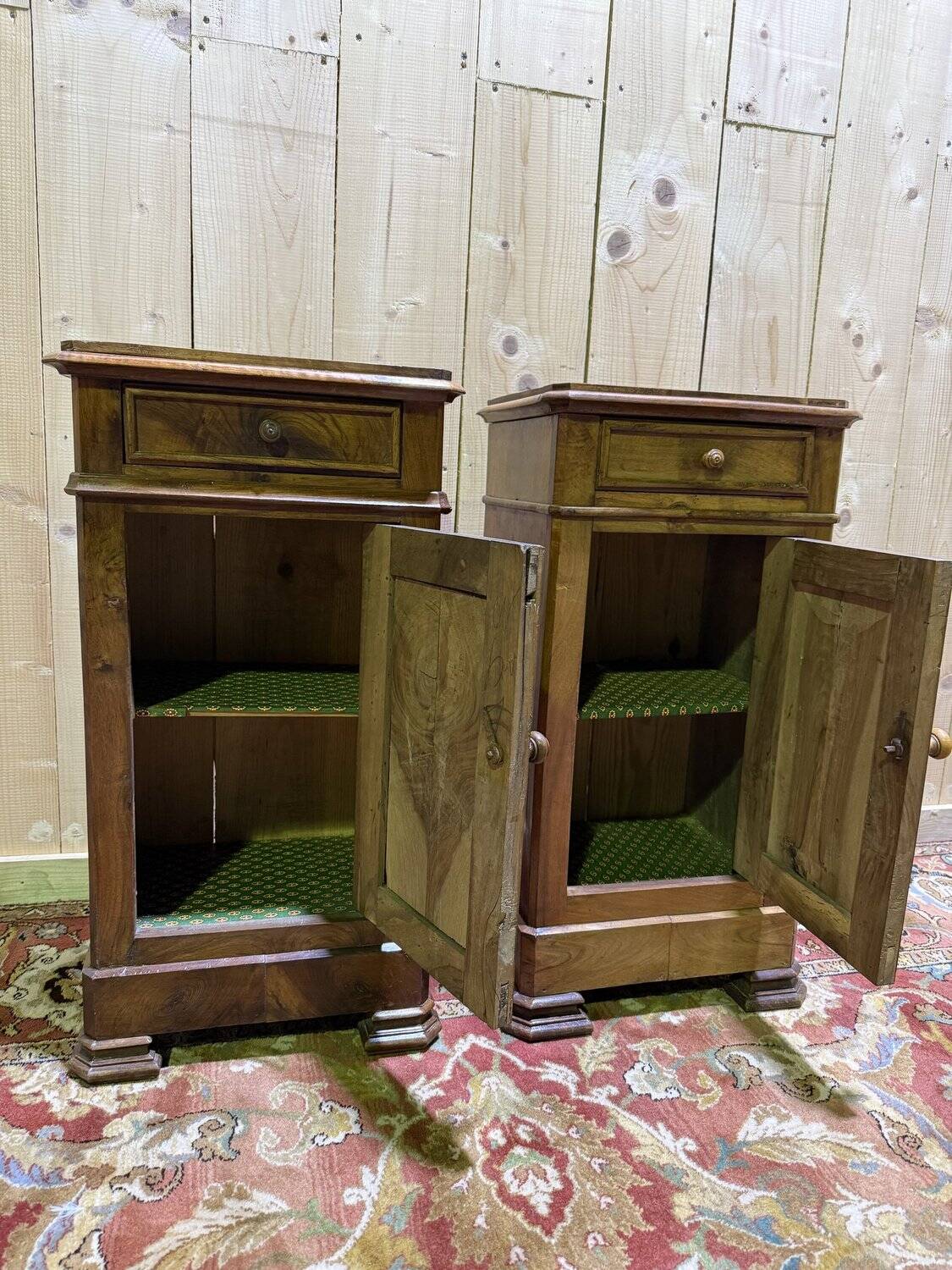 Pair of bedside tables from the Louis Philippe period in walnut.