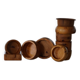 Set of 10 Scandinavian bowls in Swedish pine from the mid-century, made by Holmbergs & Varnamo, 1970s.