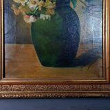 Nature morte bouquet marguerites dans un vase huile sur toile vers 1900 80x49 cm