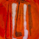 Very large ceramic frying pan by Juliette Derel, circa 1960