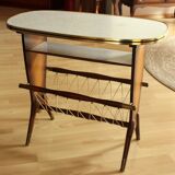 Table d'appoint originale des années 1950 avec porte-revues - Vintage