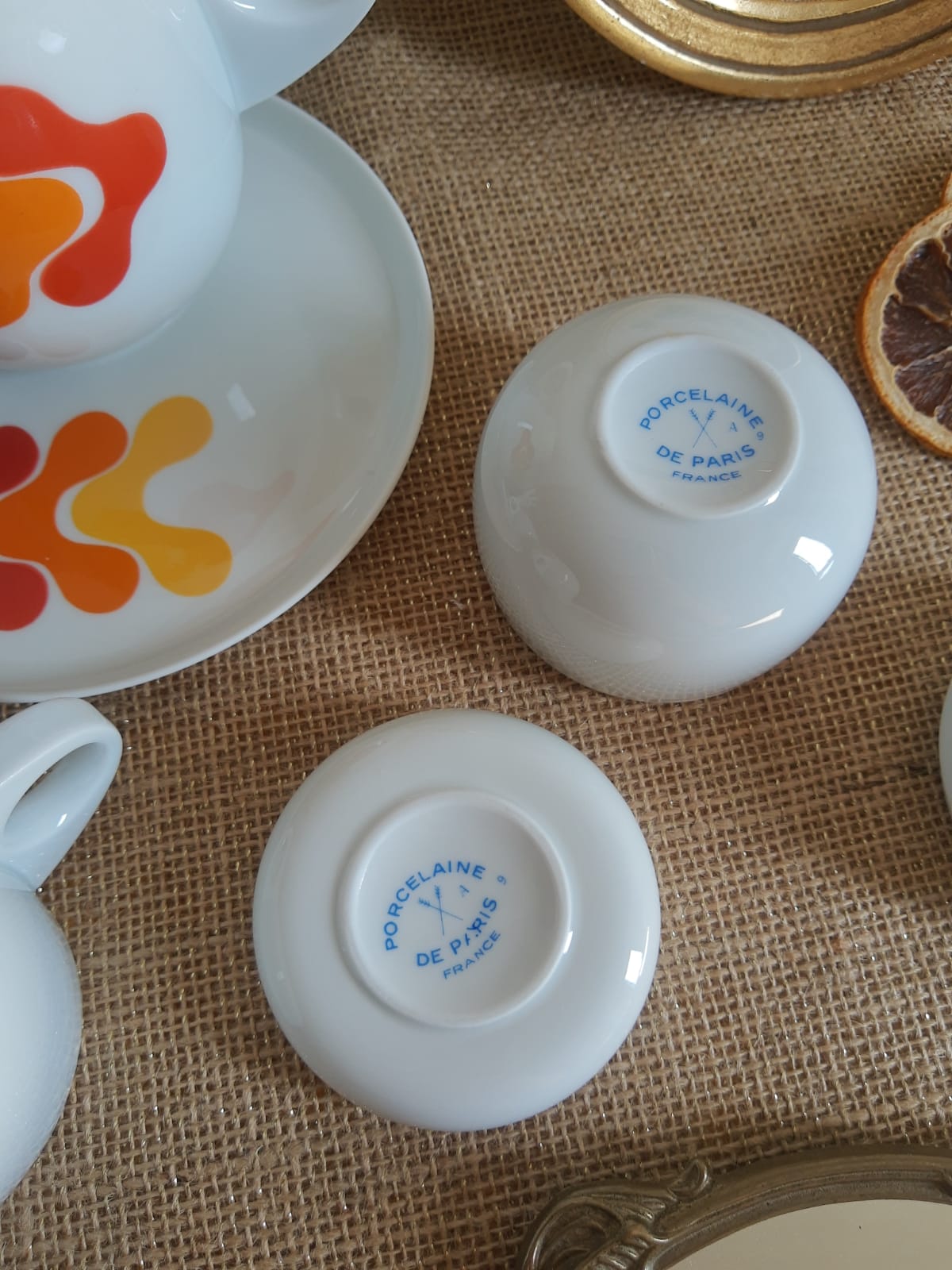 Coffee tea porcelain of retro 70s paris