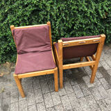 Ensemble de 6 chaises de salle à manger en pin sièges en toile