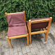 Set of 6 pine dining chairs sling seats canvas upholstery