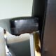 Swivel office chair Strafor with chrome metal and black faux leather.