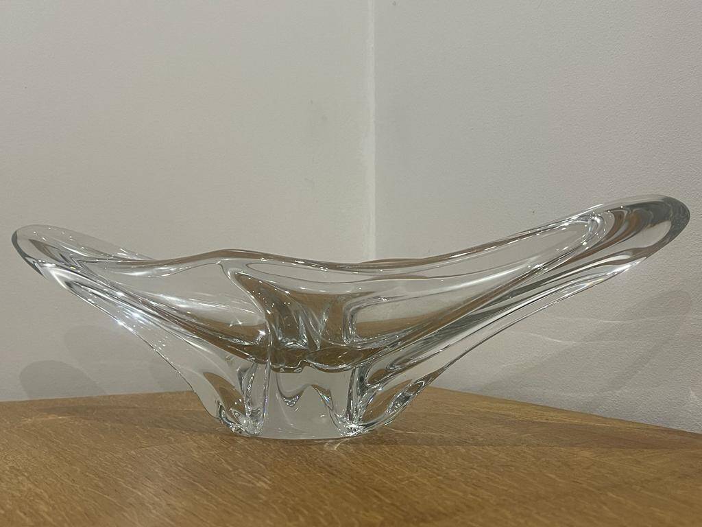 Large crystal bowl signed Daum Croix de Lorraine France.