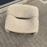 2x Artifort Groovy F598 Pierre Paulin, Pierre Frey: Chenille Igor (Sable)