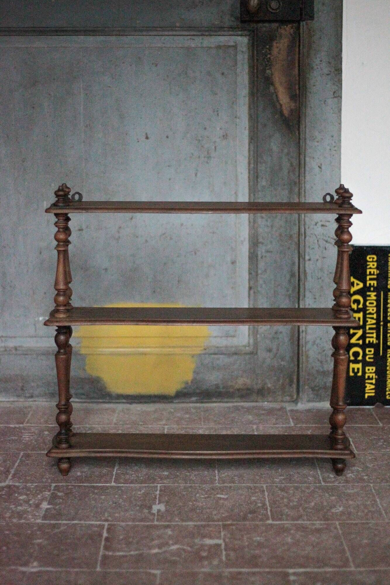 Vintage wall shelf, wooden furniture, living room, kitchen