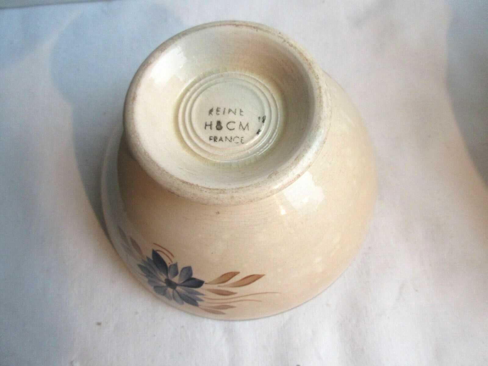 Old bowl signed H - CM Choisy or Creil: Blueberry model