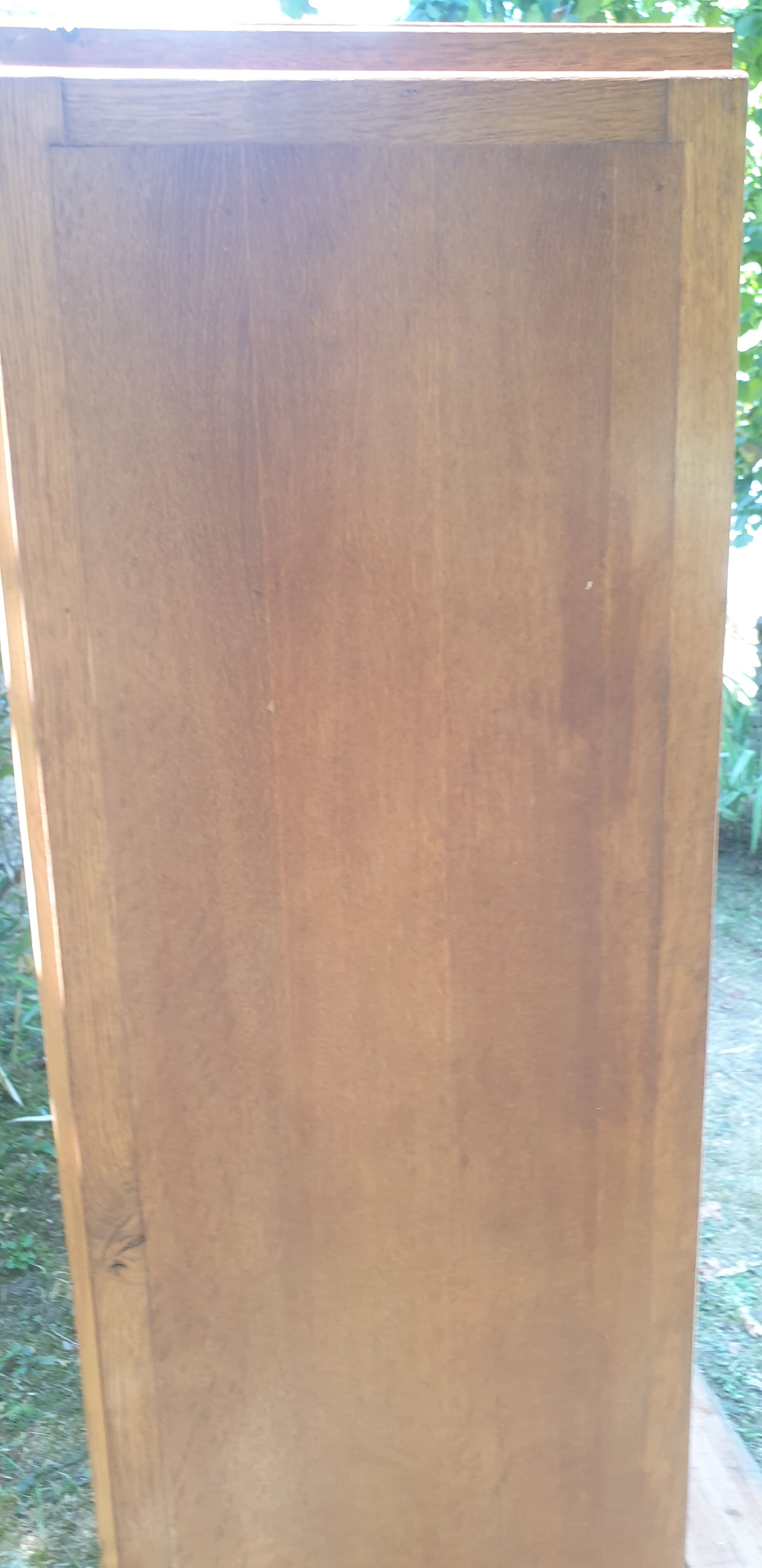 Asymmetrical oak cabinet