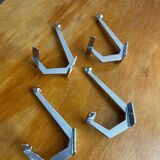 Set of four double hook coat racks in chromed metal