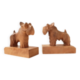 Vintage wooden dog bookends, 1950s-60s.